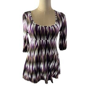 "H & M" Babydoll Diamond Shapes Multicolored Top SZ S Y2K Fairy‎ Tween 90's Ties